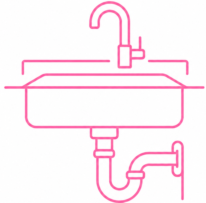 Icône d’évier avec siphon et canalisations