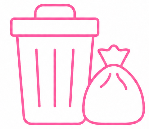 Icône de poubelle et sac de déchets organiques