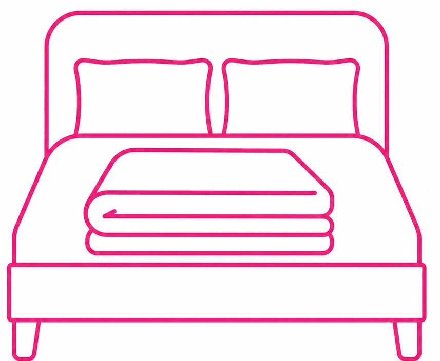 Icône de lit avec couvertures, zone à risque pour une infestation de puces